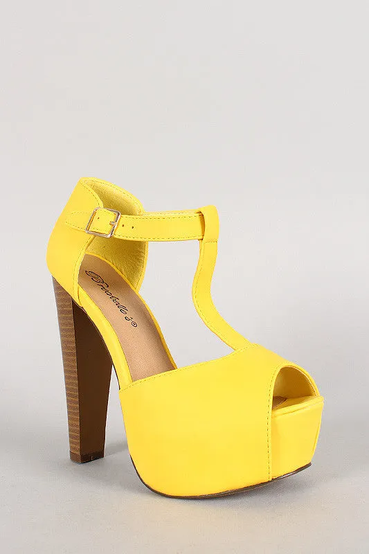 Breckelle Peep Toe T-Strap Platform Heel