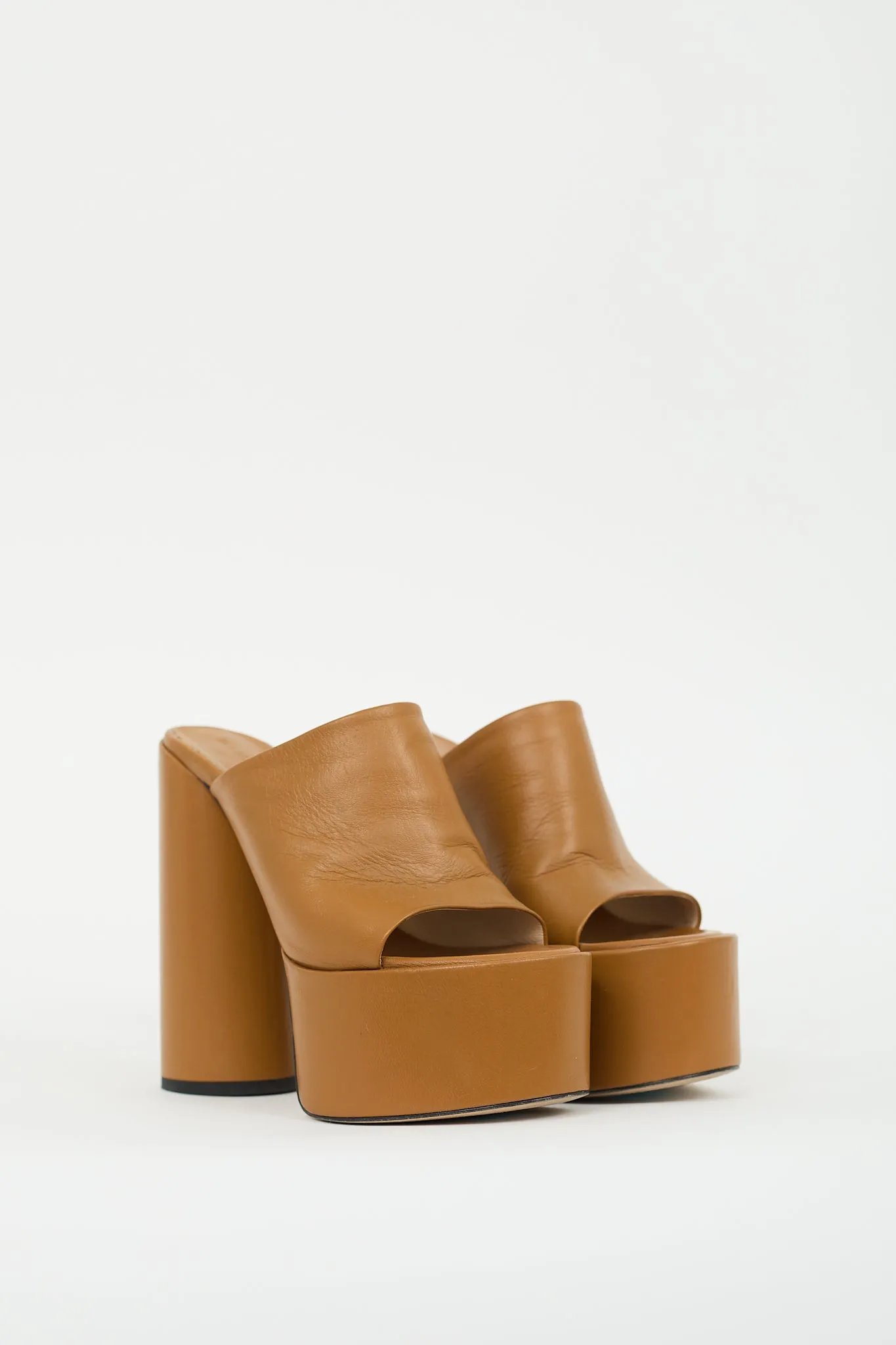 Brown Leather Electra Platform Heel