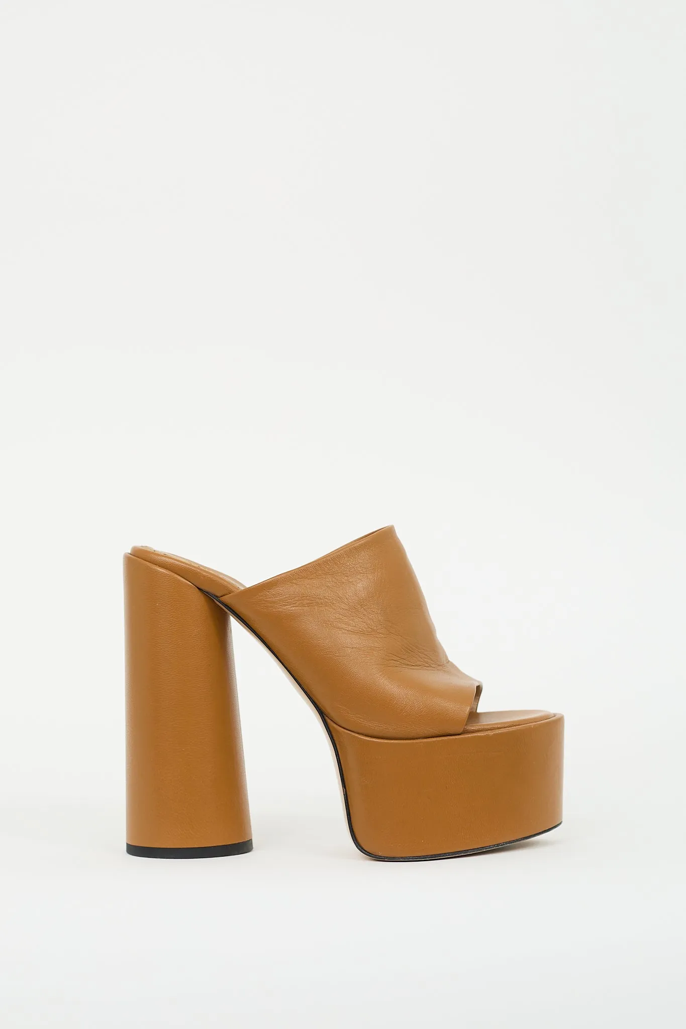 Brown Leather Electra Platform Heel