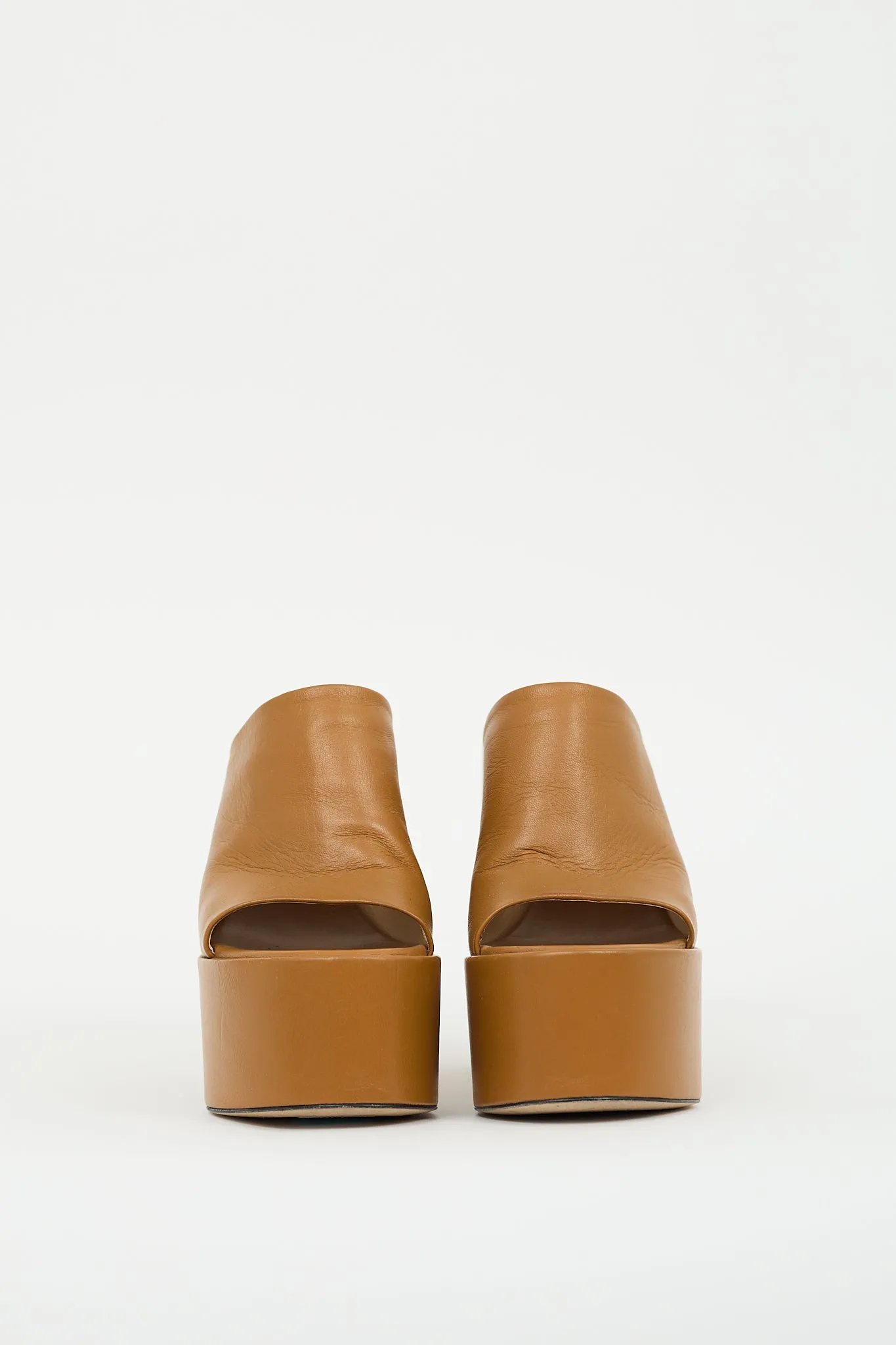 Brown Leather Electra Platform Heel