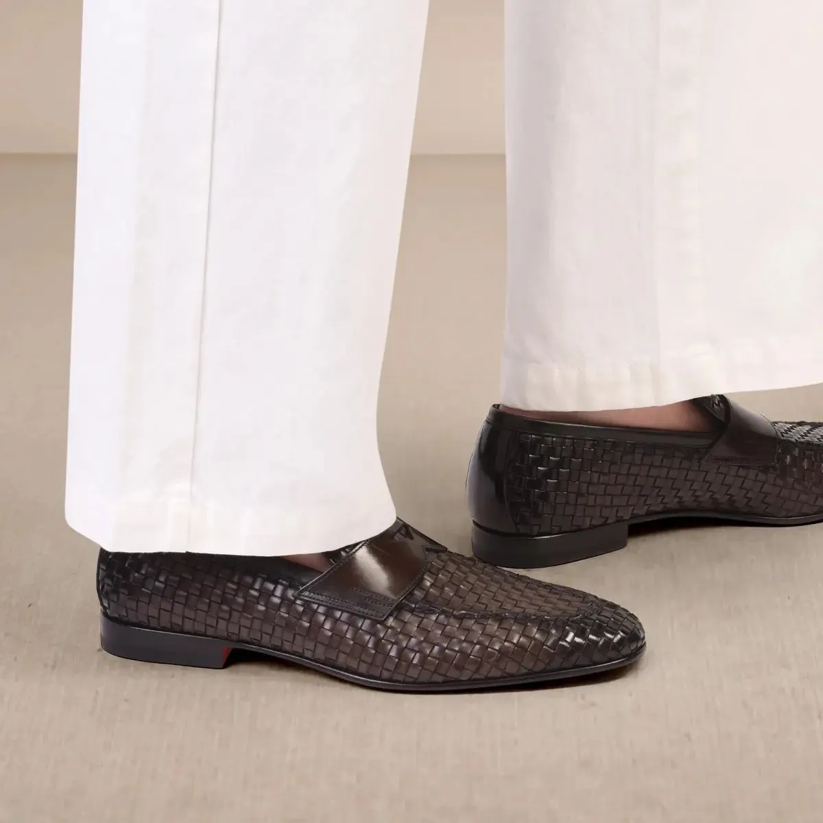 Brown Woven Leather Loafer