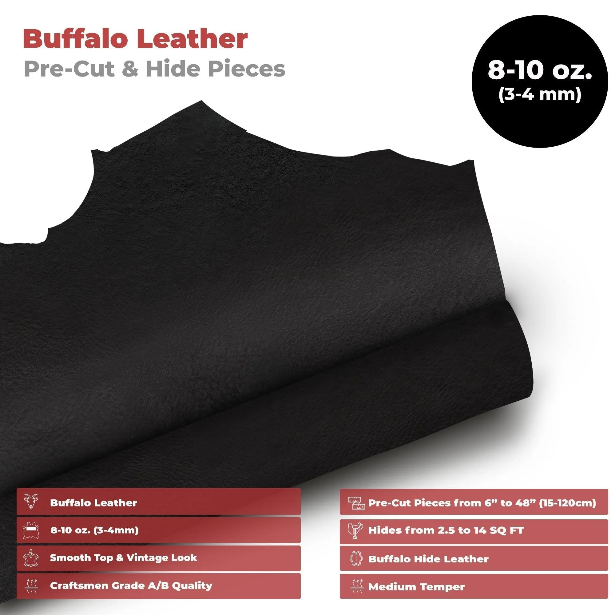 Buffalo Leather Hide 8-10 oz (3-4mm)