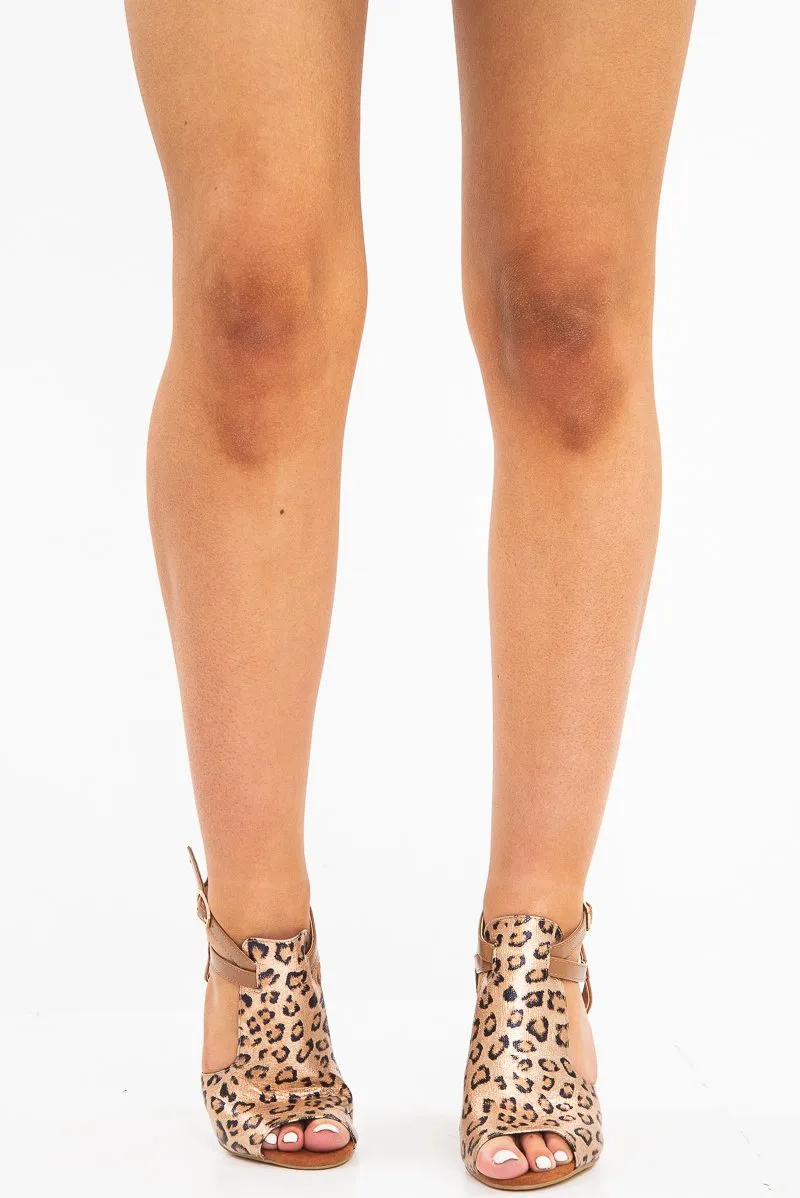 Camel Leopard Print Block Heels - Layanna