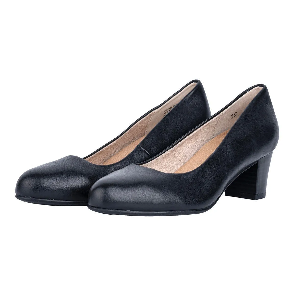 Caprice On Air Pump High-Heel Shoes Leather Black Colour For Women