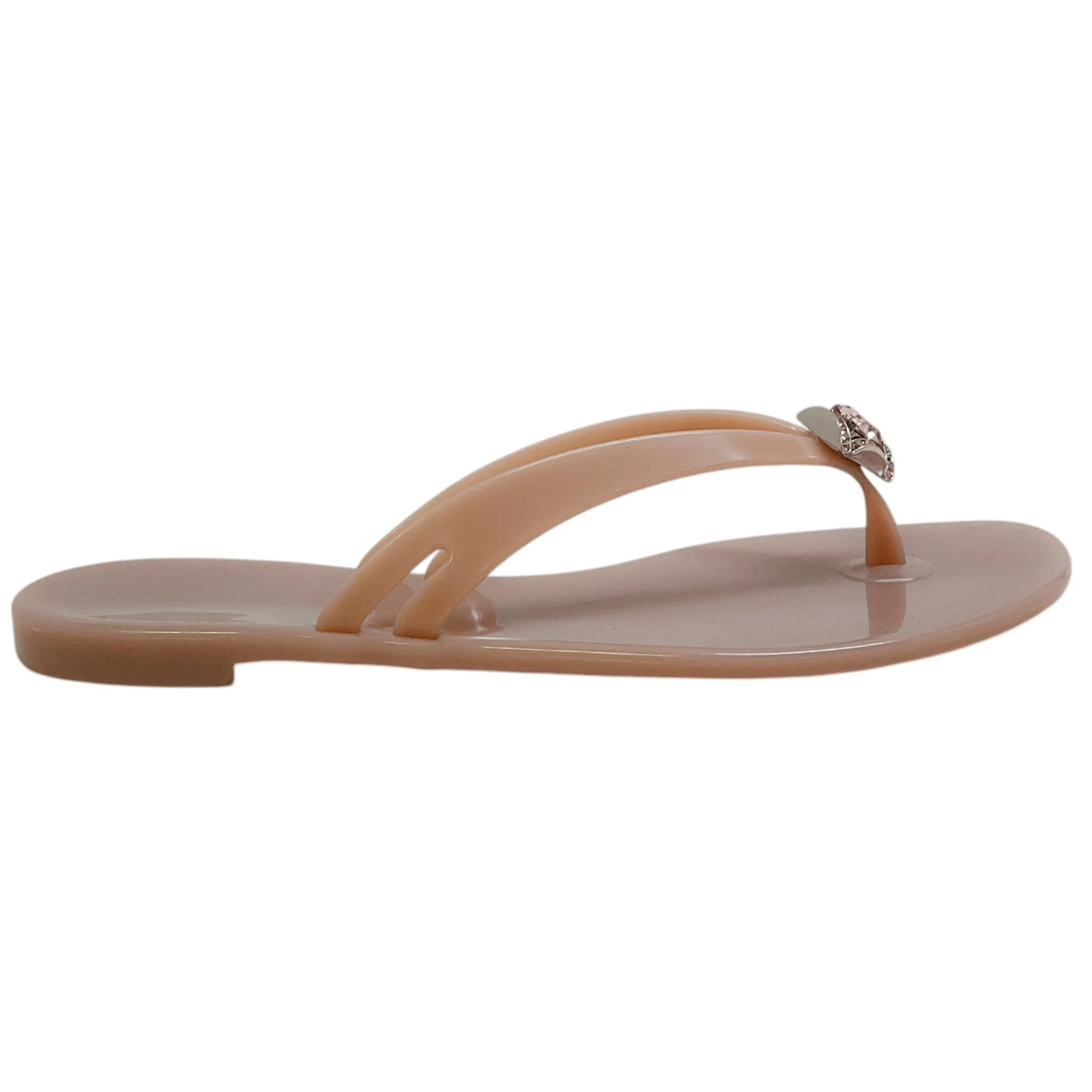 Casadei Beach Sandstone Jeweled Jelly Slide Sandals