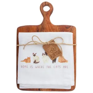 Cat Tea Towel & Cutting Board Set