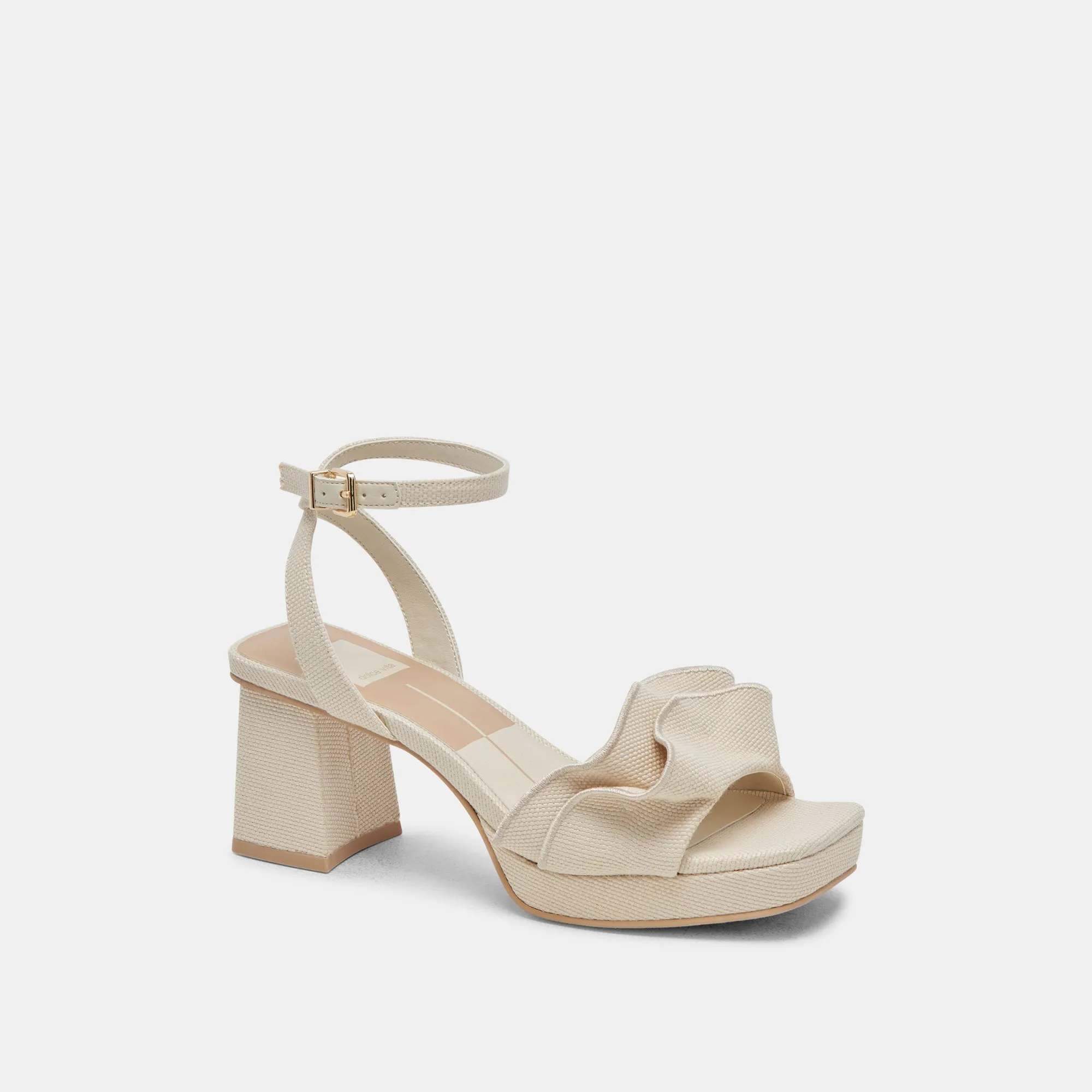 CHEER HEELS IVORY RAFFIA