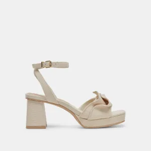 CHEER HEELS IVORY RAFFIA