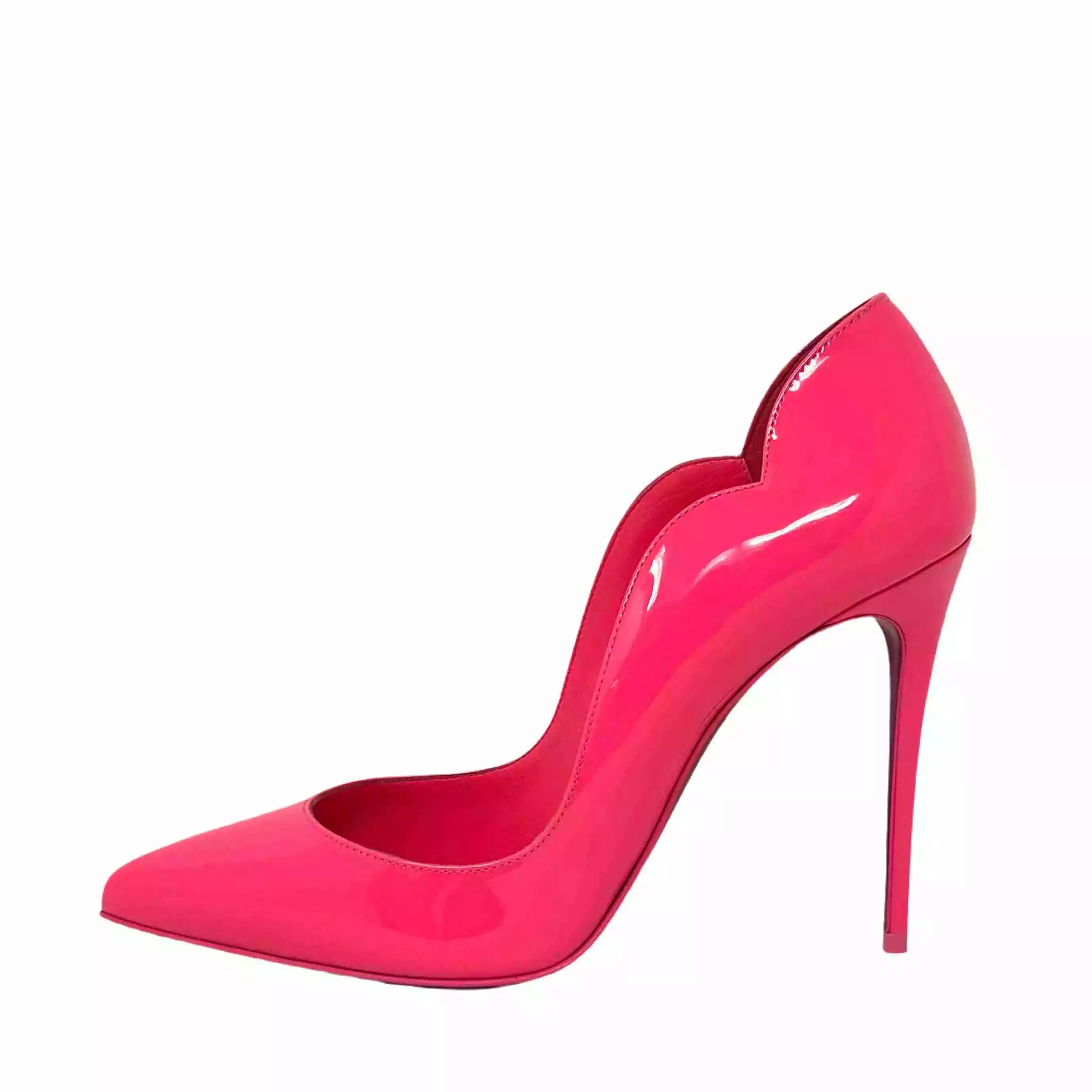 Christian Louboutin Hot Chick 100 Bright Pink Patent Leather Pump Heels 37.5 UK 4.5