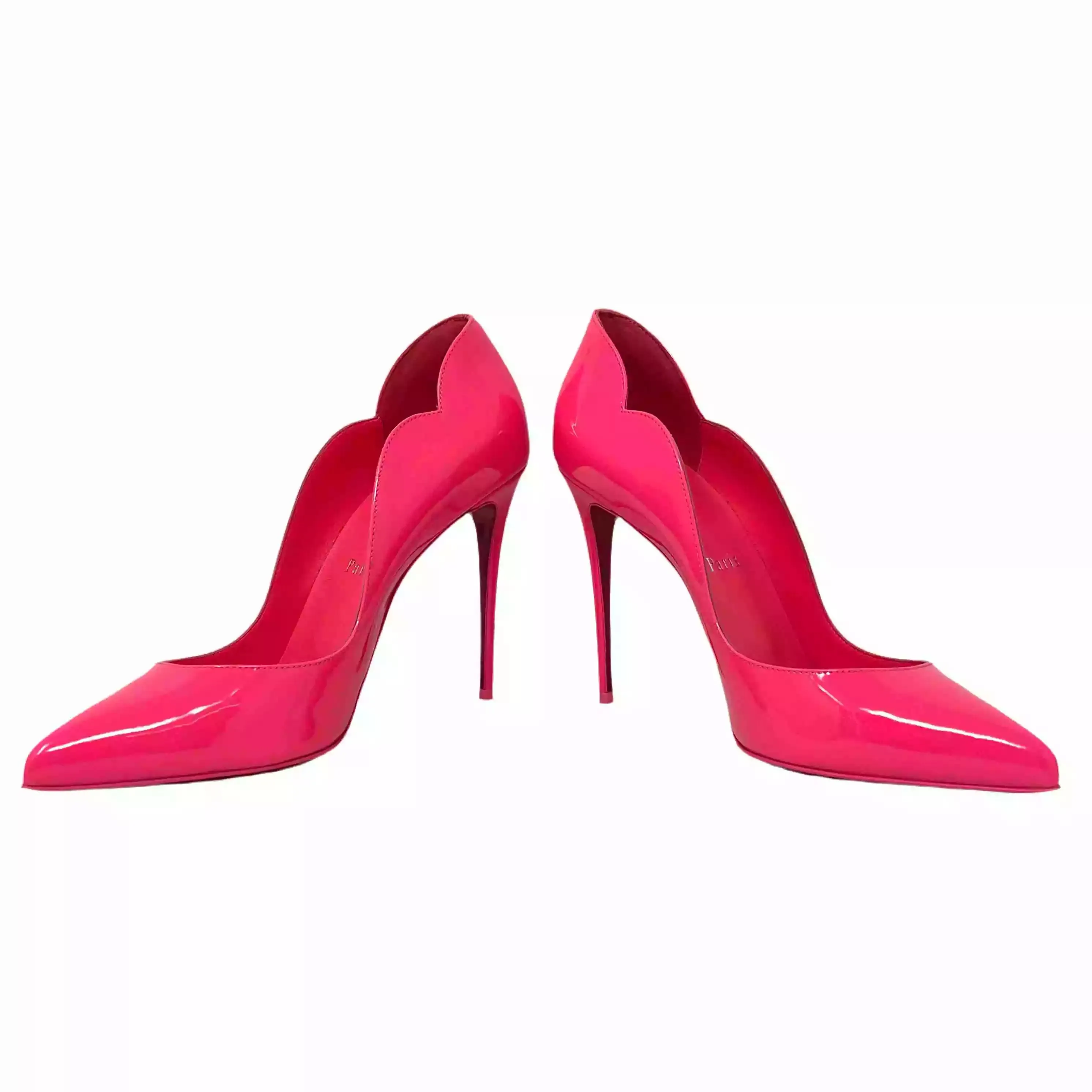 Christian Louboutin Hot Chick 100 Bright Pink Patent Leather Pump Heels 37.5 UK 4.5