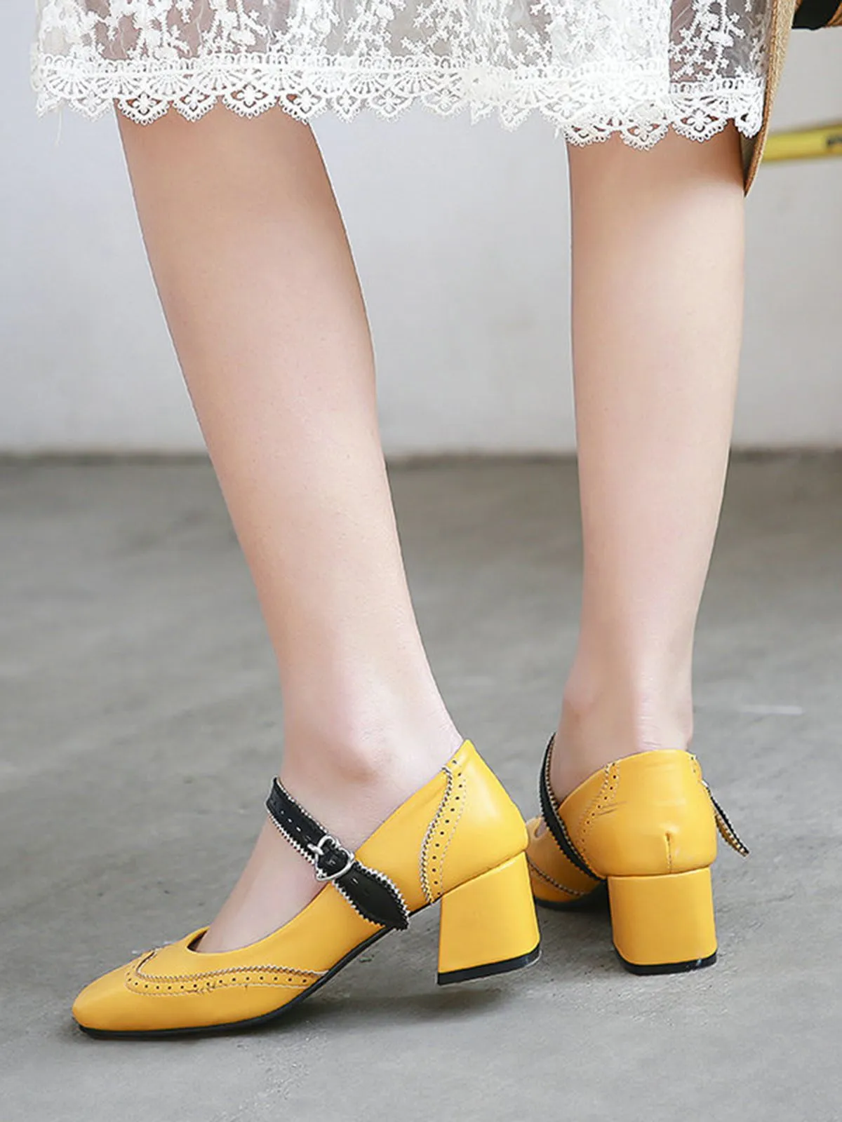 Chunky Heels Mary Jane Shoes