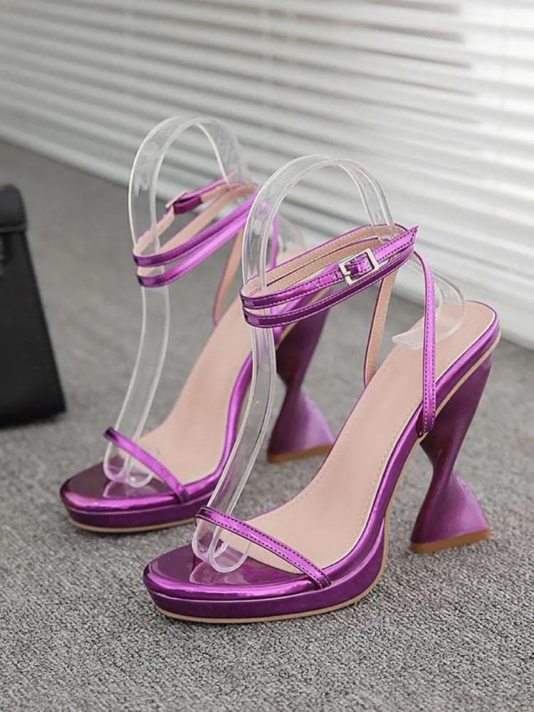 Chunky Open Toe Strappy Platform Heels