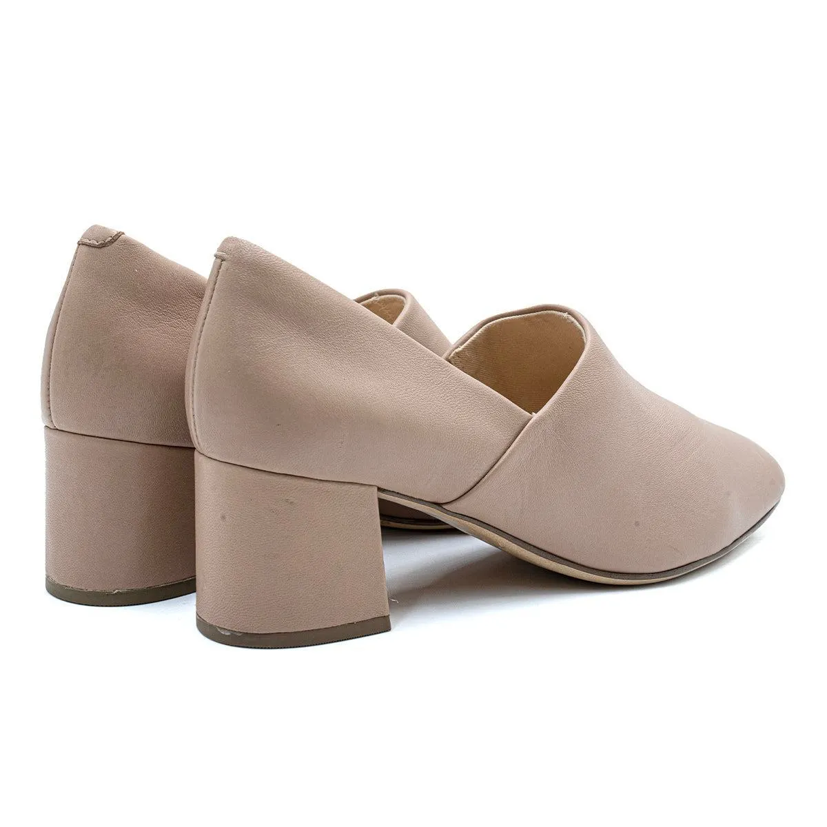 Clarks Block Pump High-Heel Shoes Leather Beige Colour For Women