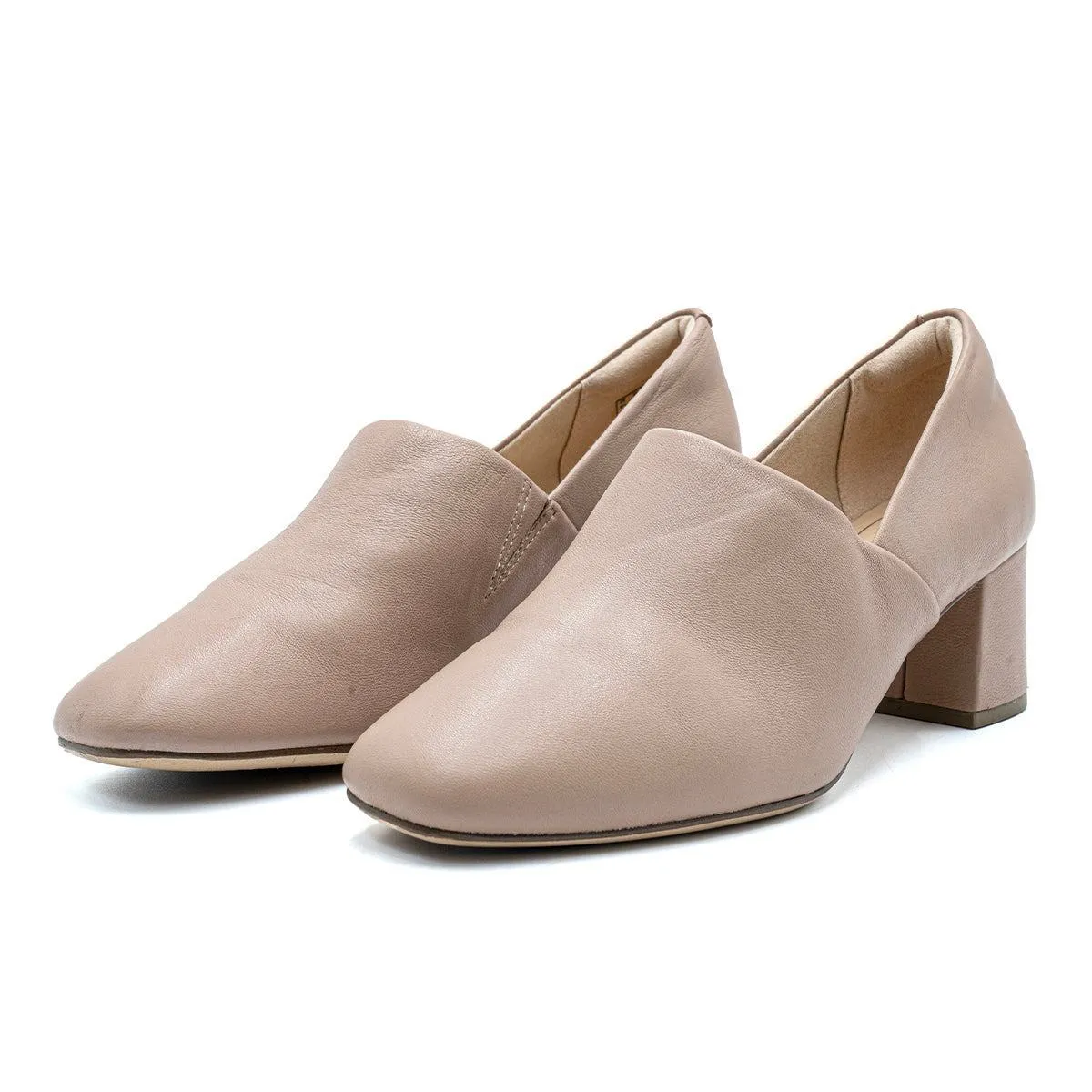 Clarks Block Pump High-Heel Shoes Leather Beige Colour For Women