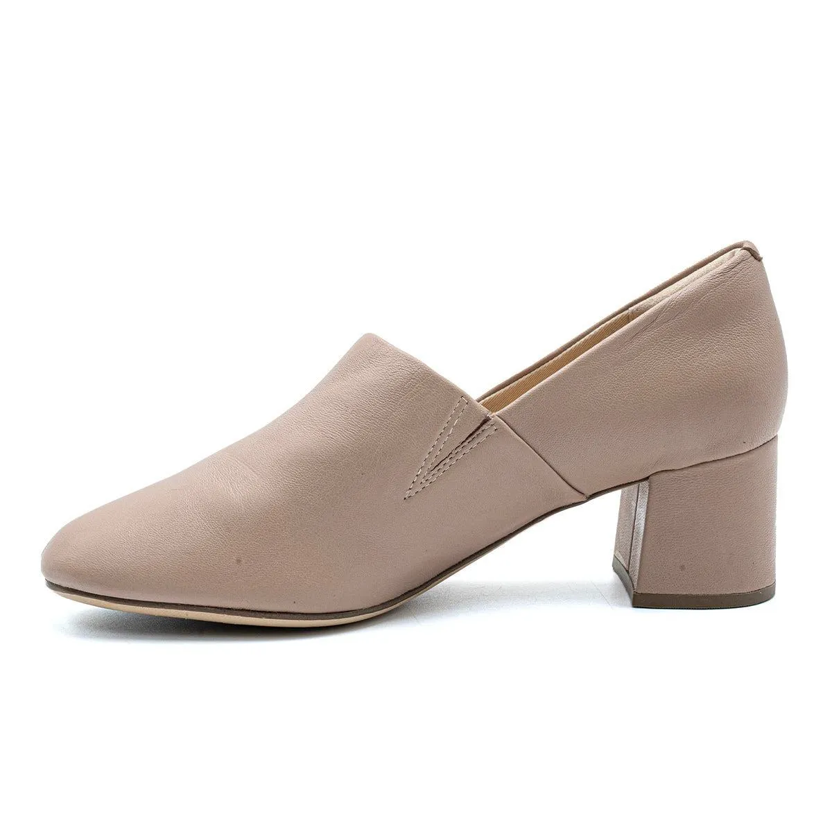 Clarks Block Pump High-Heel Shoes Leather Beige Colour For Women