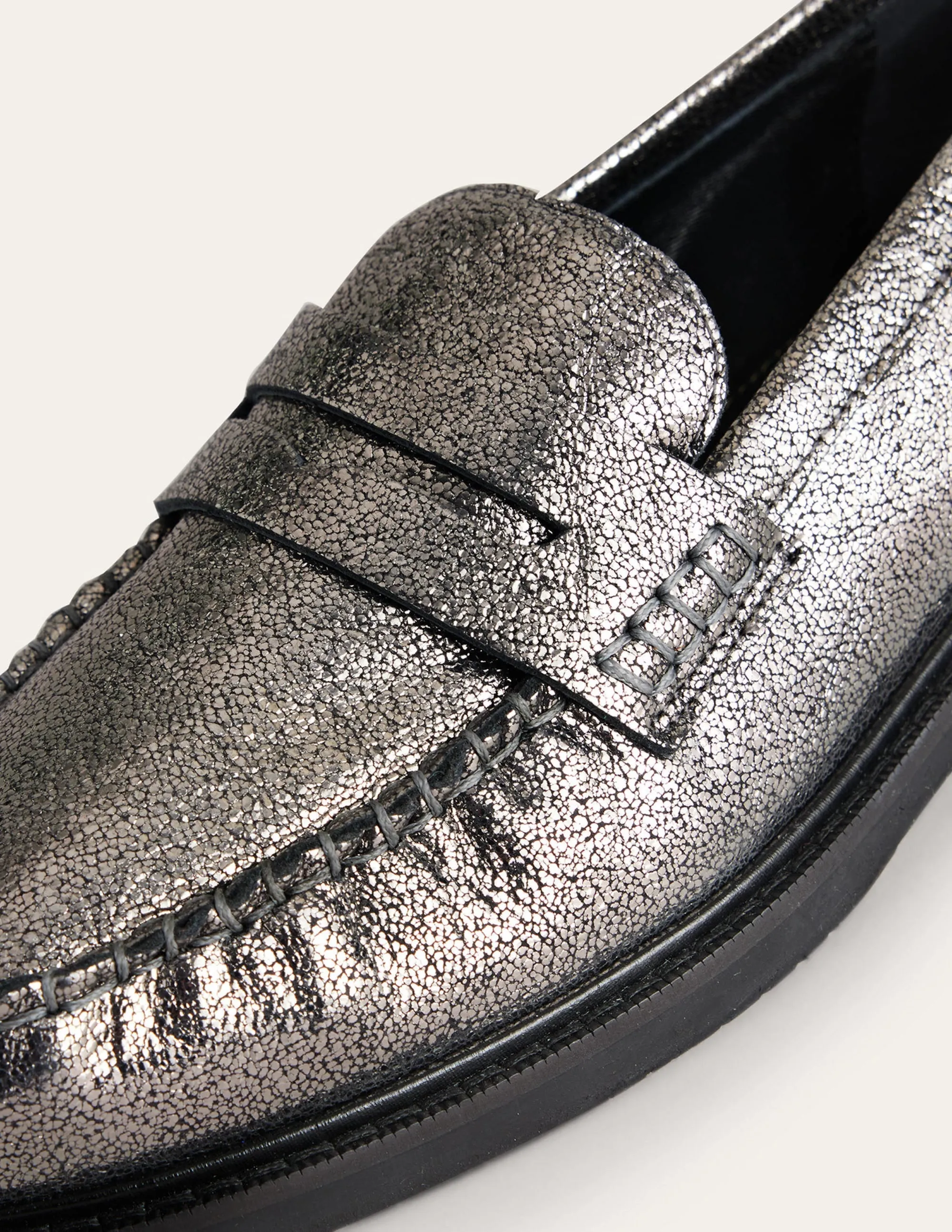 Classic Moccasin Loafers-Gun Metallic Leather