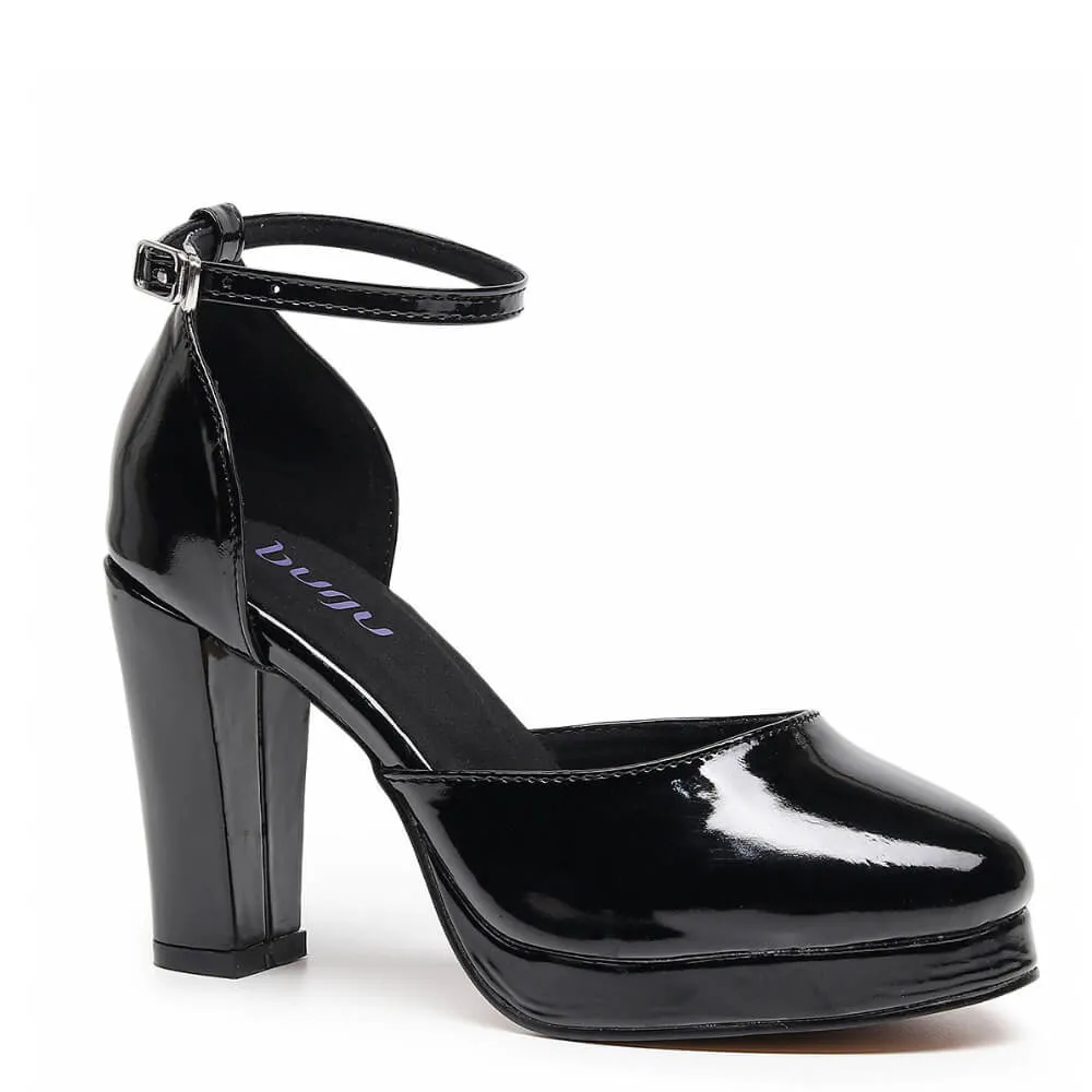 Claudette - Black Vegan Leather - Street Sole