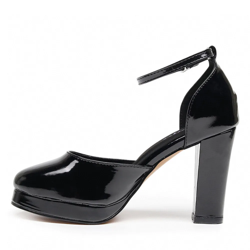 Claudette - Black Vegan Leather - Street Sole