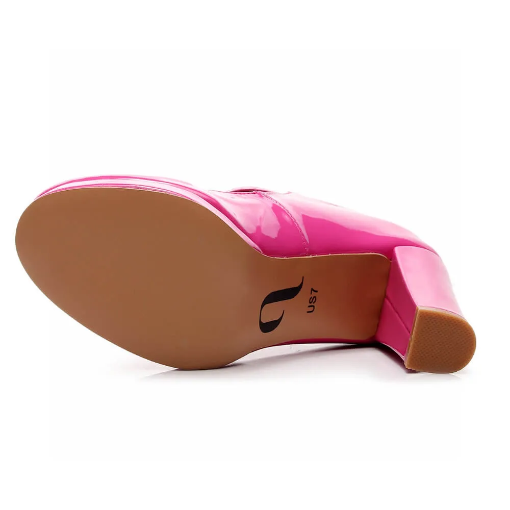 Claudia - Pink Vegan Patent - Street Sole