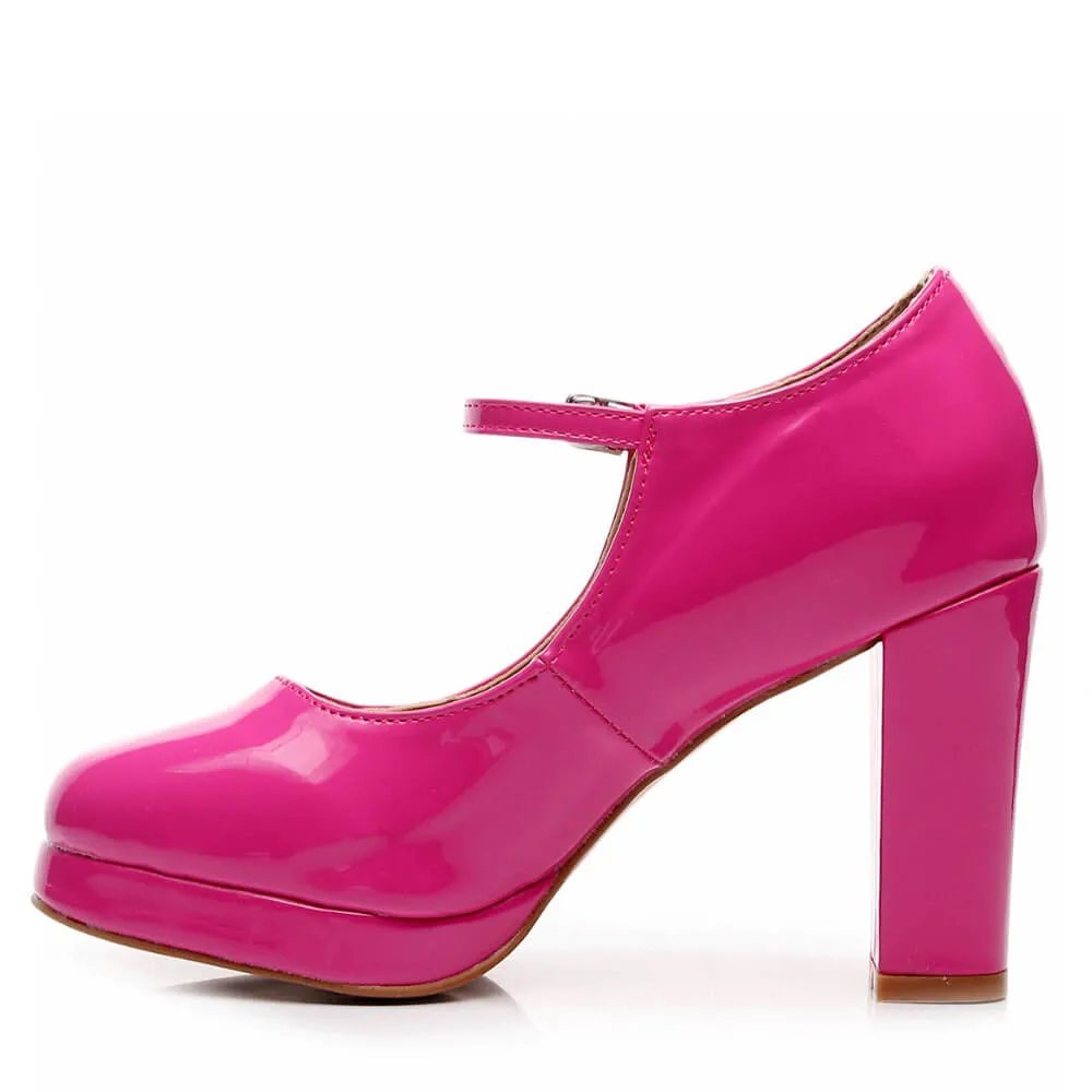 Claudia - Pink Vegan Patent - Street Sole