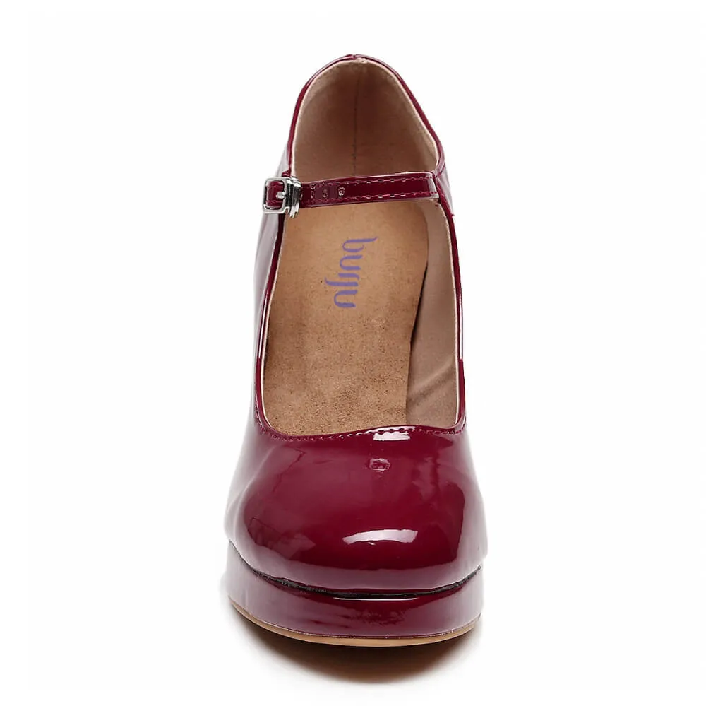 Claudia - Vegan Patent Burgundy - Street Sole