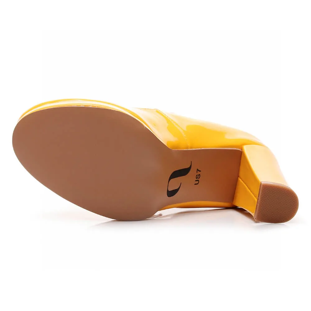 Claudia - Yellow Vegan Patent - Street Sole