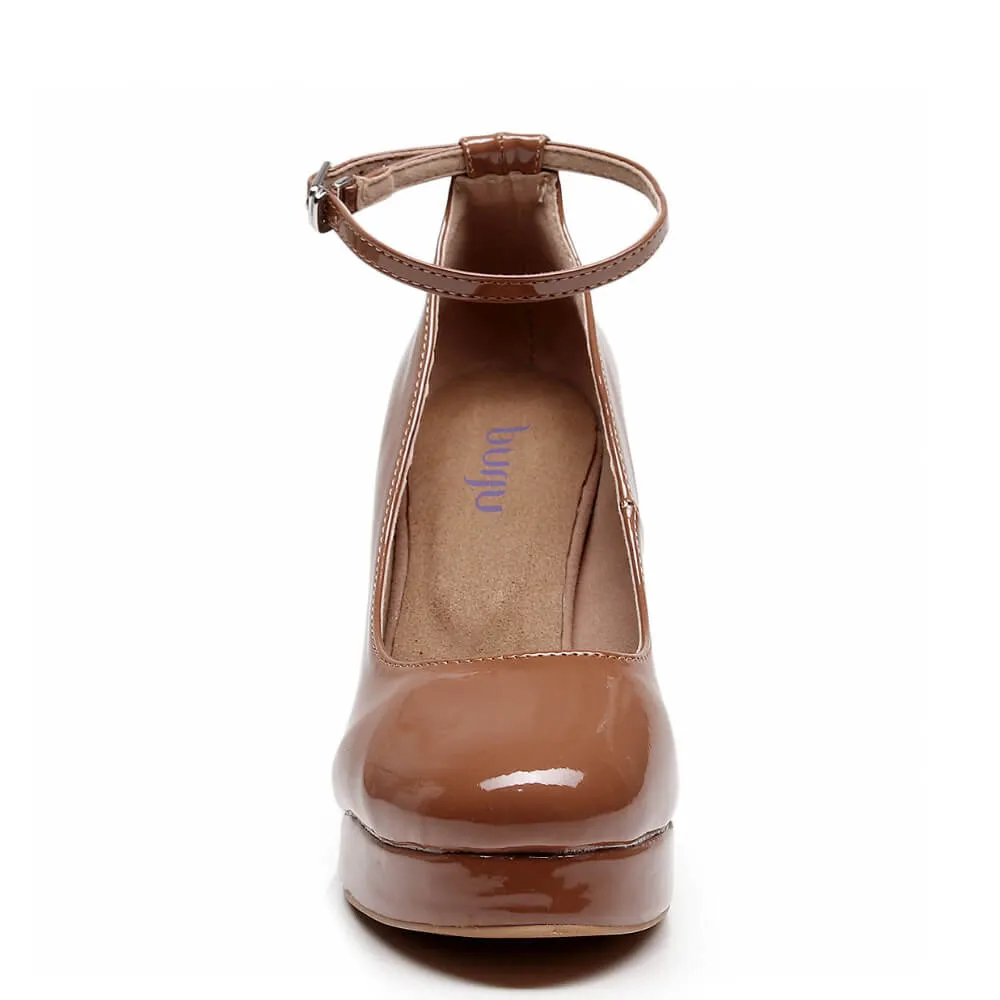 Claudine - Medium Tan Vegan Patent - Street Sole