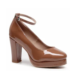 Claudine - Medium Tan Vegan Patent - Street Sole