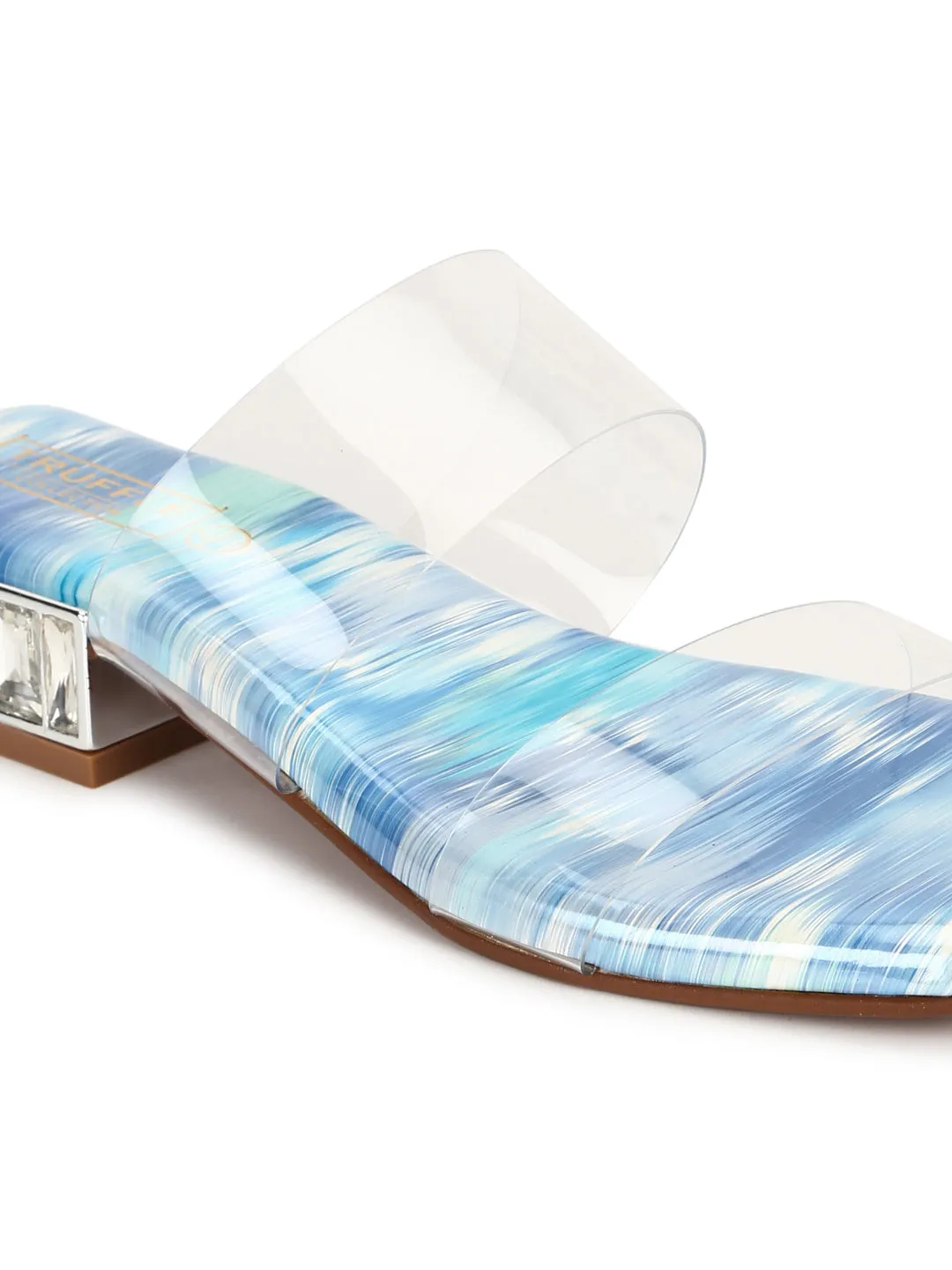 Clear Blue PU Perspex Kitten Heel Mules (TC-SLC-4202-BLU)