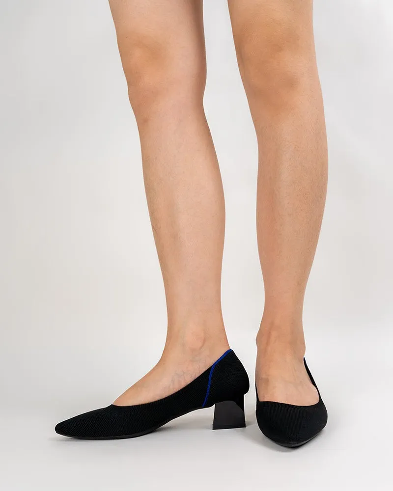 Contrast Piping Pointed-Toe Chunky Heels