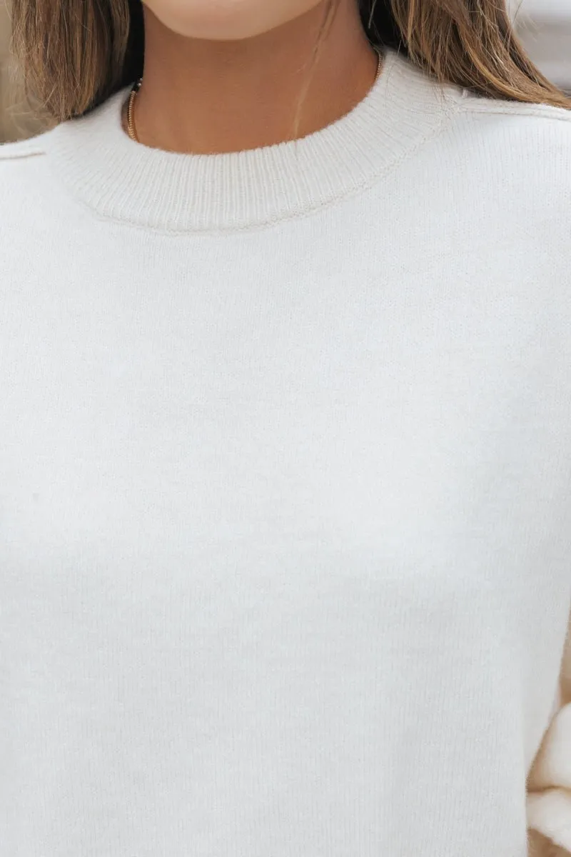 Cozy Long Dolman Sleeve Sweater - Cream - FINAL SALE