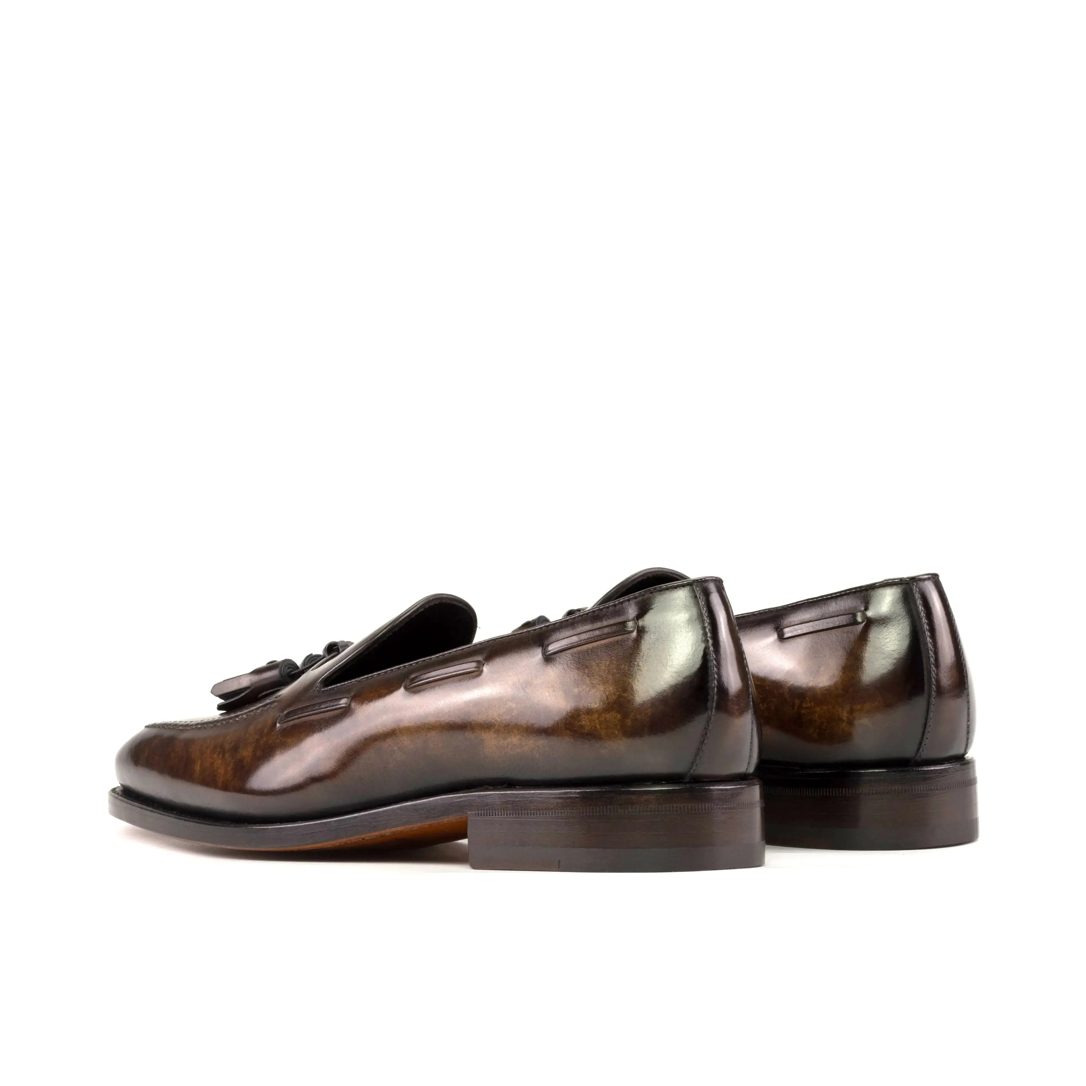 DapperFam Luciano in Brown Men's Hand-Painted Patina Loafer