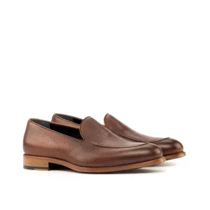 DapperFam Luciano in Med Brown / Dark Brown Men's Italian Leather & Pebble Grain Leather Loafer