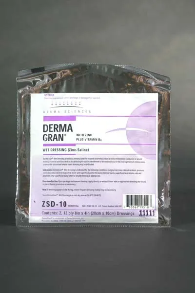 Derma Sciences 50120 Derma Sciencesgran Zinc Saline Wet Dressing, 4" x 8", 12-Ply