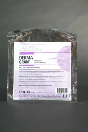 Derma Sciences 50120 Derma Sciencesgran Zinc Saline Wet Dressing, 4" x 8", 12-Ply