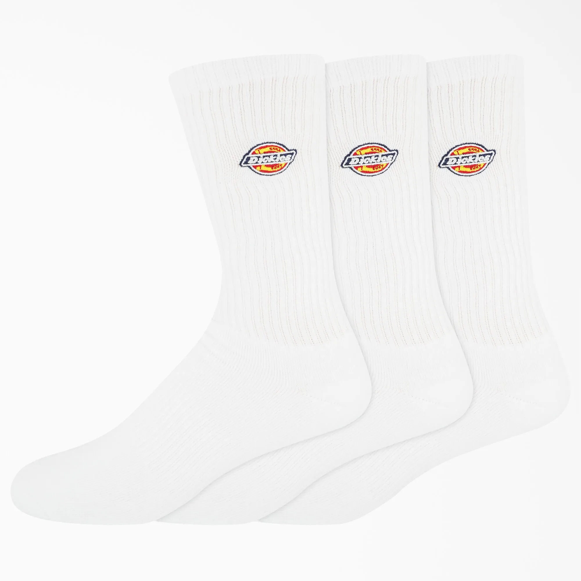 Dickies Embroidered 3-Pack Crew Socks - White