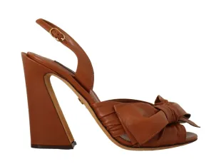 Dolce & Gabbana Brown Leather Ankle Strap Heels Sandals Shoes