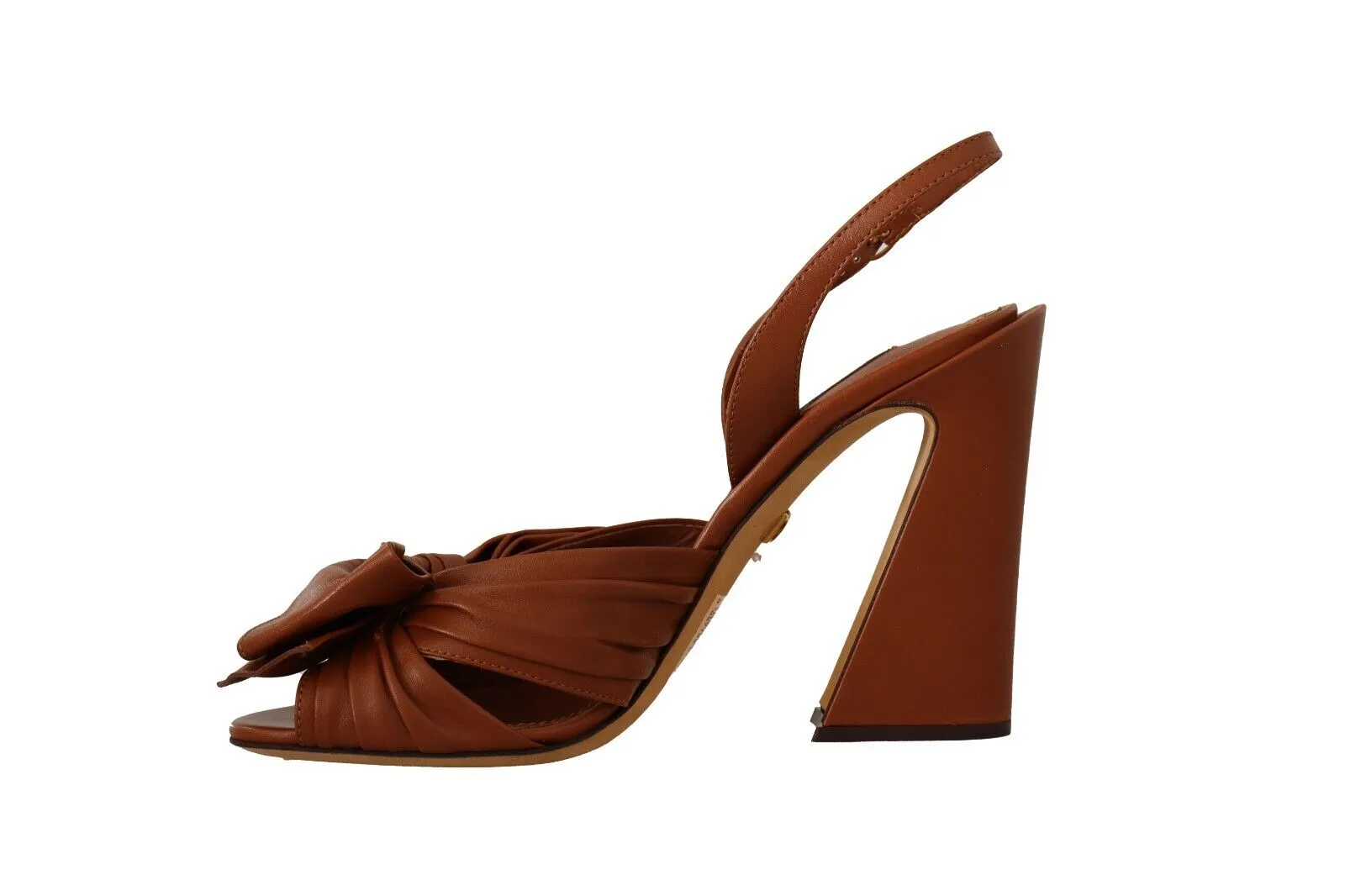 Dolce & Gabbana Brown Leather Ankle Strap Heels Sandals Shoes