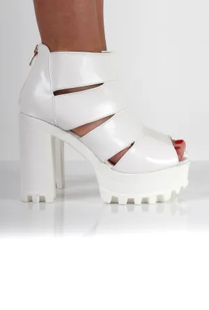 Ella White Cut Out Block Platforms