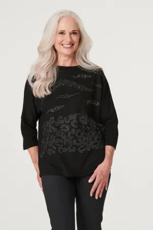 Embellished 3/4 Sleeve Top