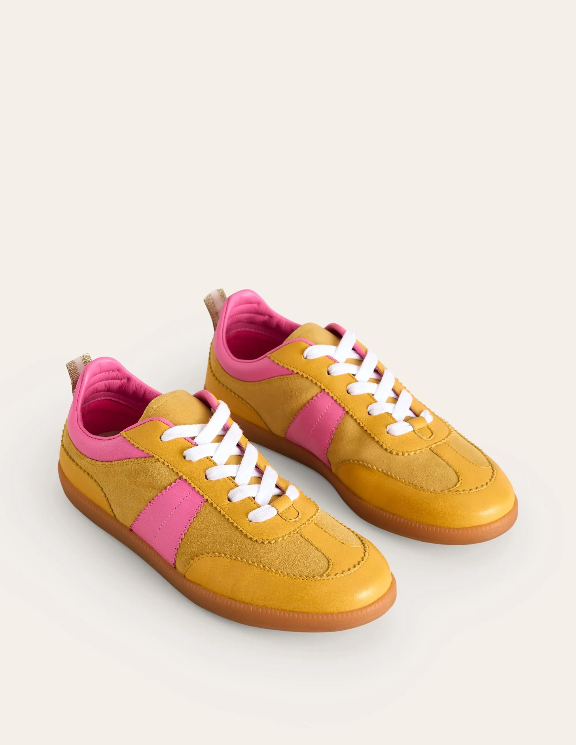 Erin Retro Tennis Trainers-Yellow/Pink