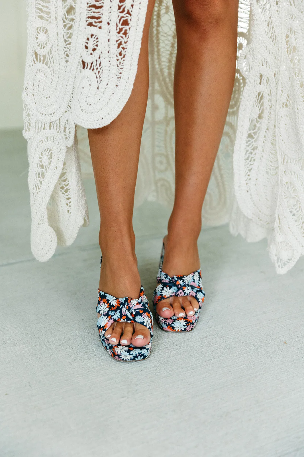 Esme Platform Heel - Navy/Floral