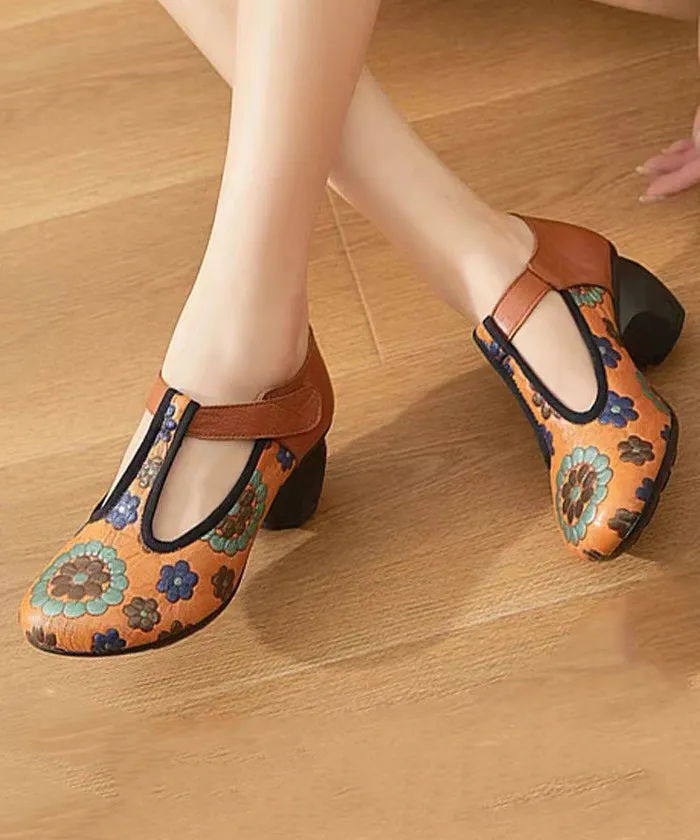 Ethnic Style 2024 New Chunky Heel Soft Sole Handmade Flowers CZ1028