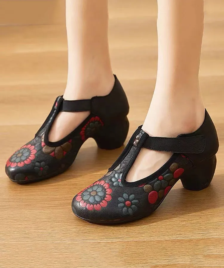 Ethnic Style 2024 New Chunky Heel Soft Sole Handmade Flowers CZ1028