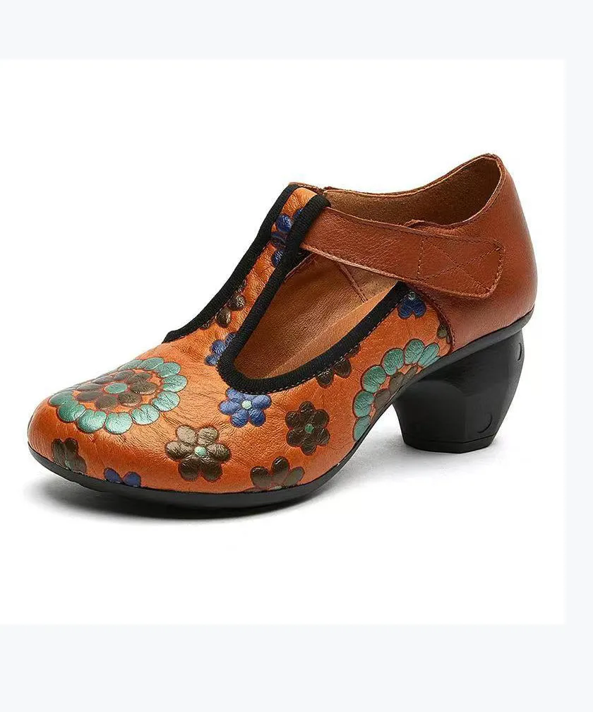 Ethnic Style 2024 New Chunky Heel Soft Sole Handmade Flowers CZ1028