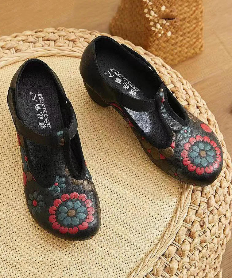 Ethnic Style 2024 New Chunky Heel Soft Sole Handmade Flowers CZ1028