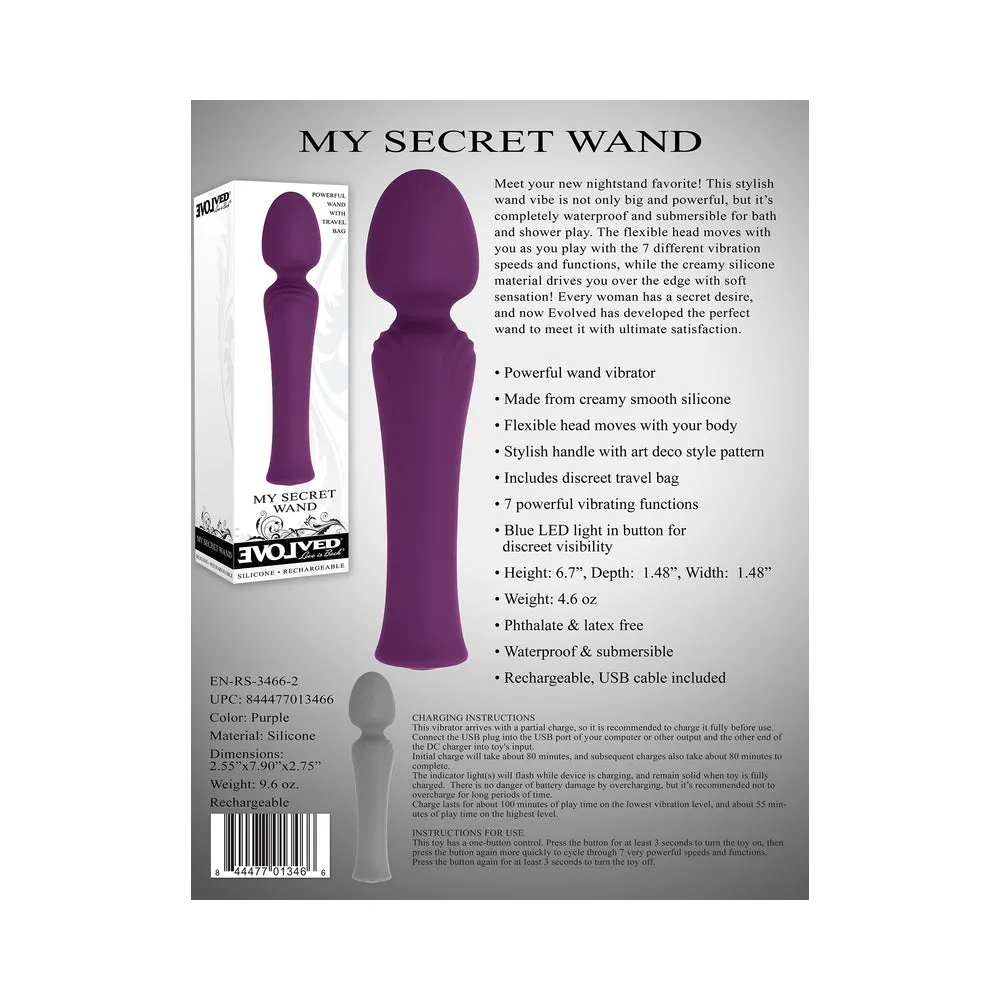 Evolved My Secret Wand Rechargeable Silicone Wand Vibrator Purple