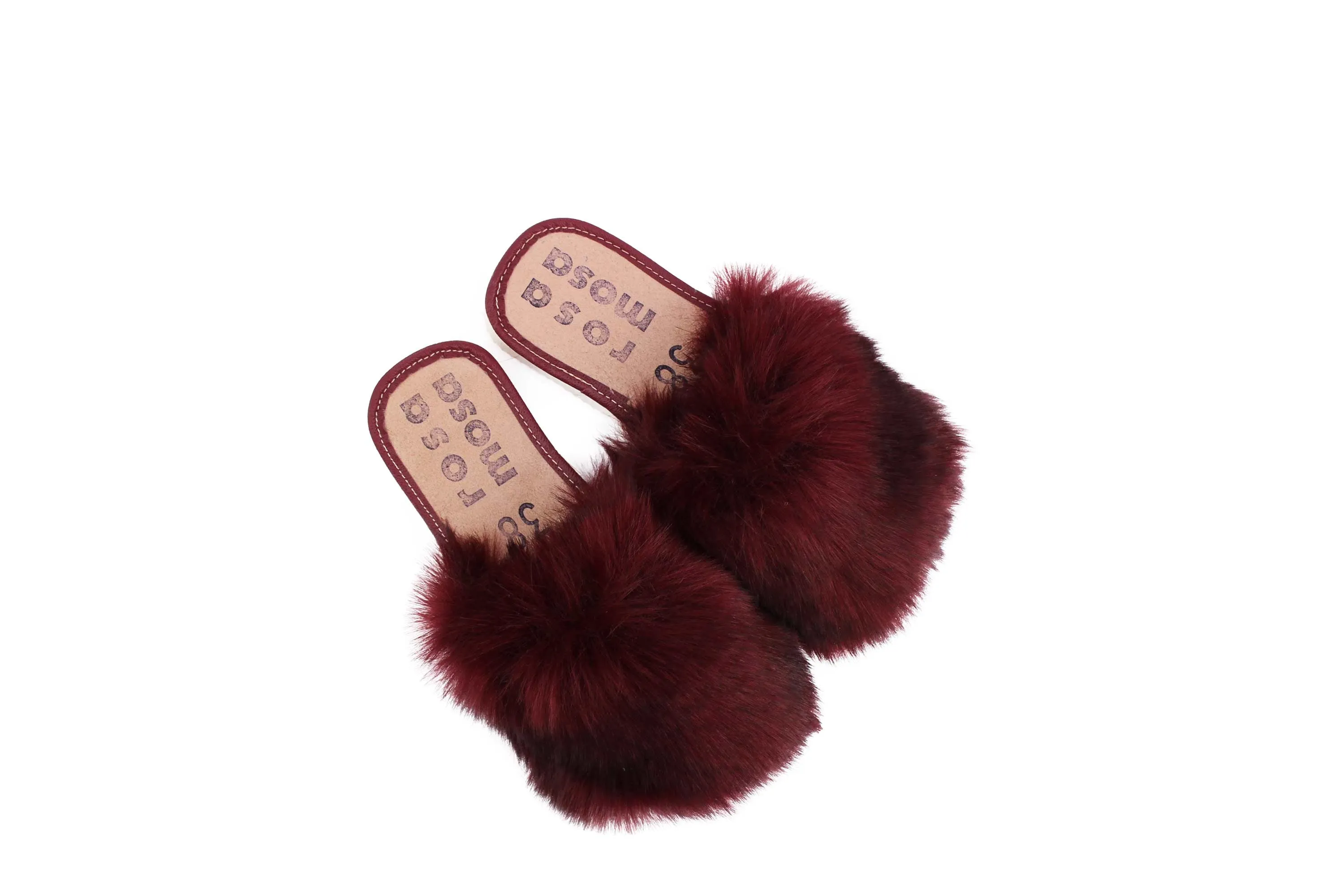 Faux Fur Slippers   Bordeaux