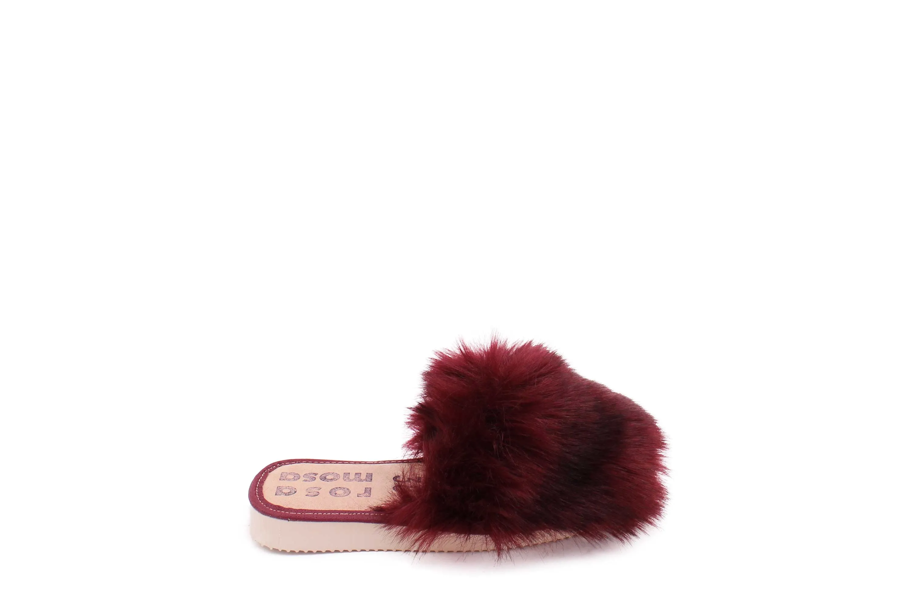 Faux Fur Slippers   Bordeaux