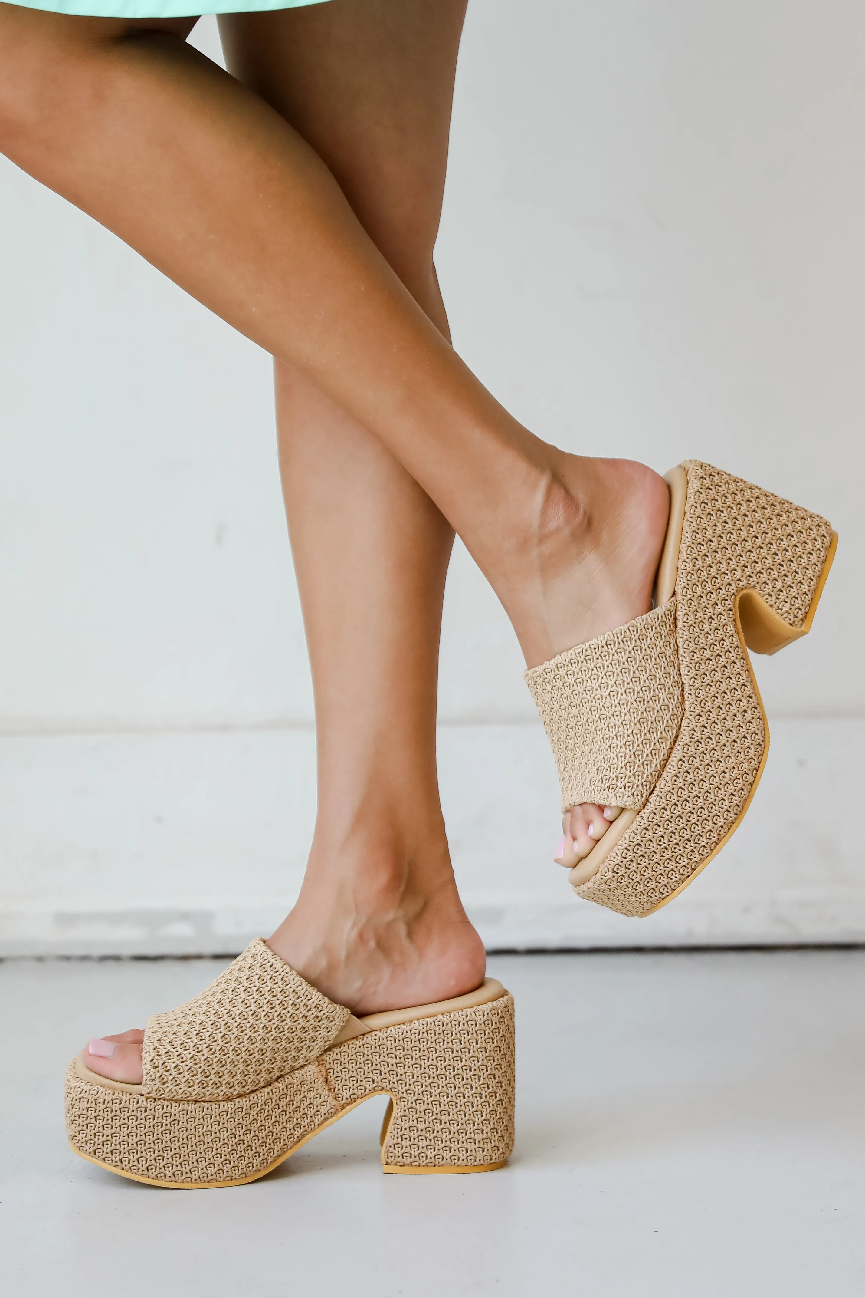 FINAL SALE - What A View Tan Platform Slide Heels